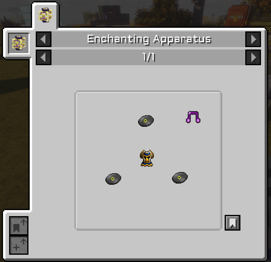 Thumbnail The Enchanting Apparatus recipe for Bard's Bandeau, via JEI.