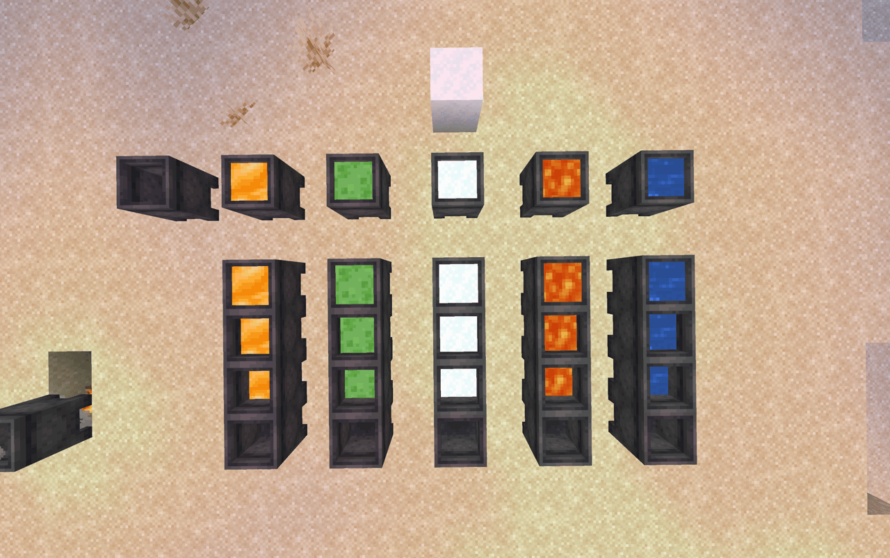 The different types of cauldron contents, from fluids over different blocks.