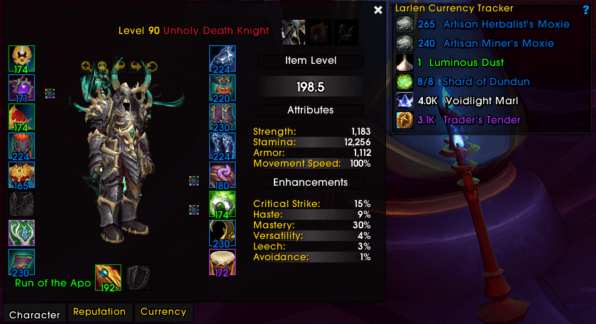 Thumbnail Showing currencies when you open your Character Panel