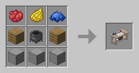 Thumbnail Here you can see the crafting recipes of the Dye Maker, with the Dye Maker, you can craft all models with Dyes in PTS-Deco