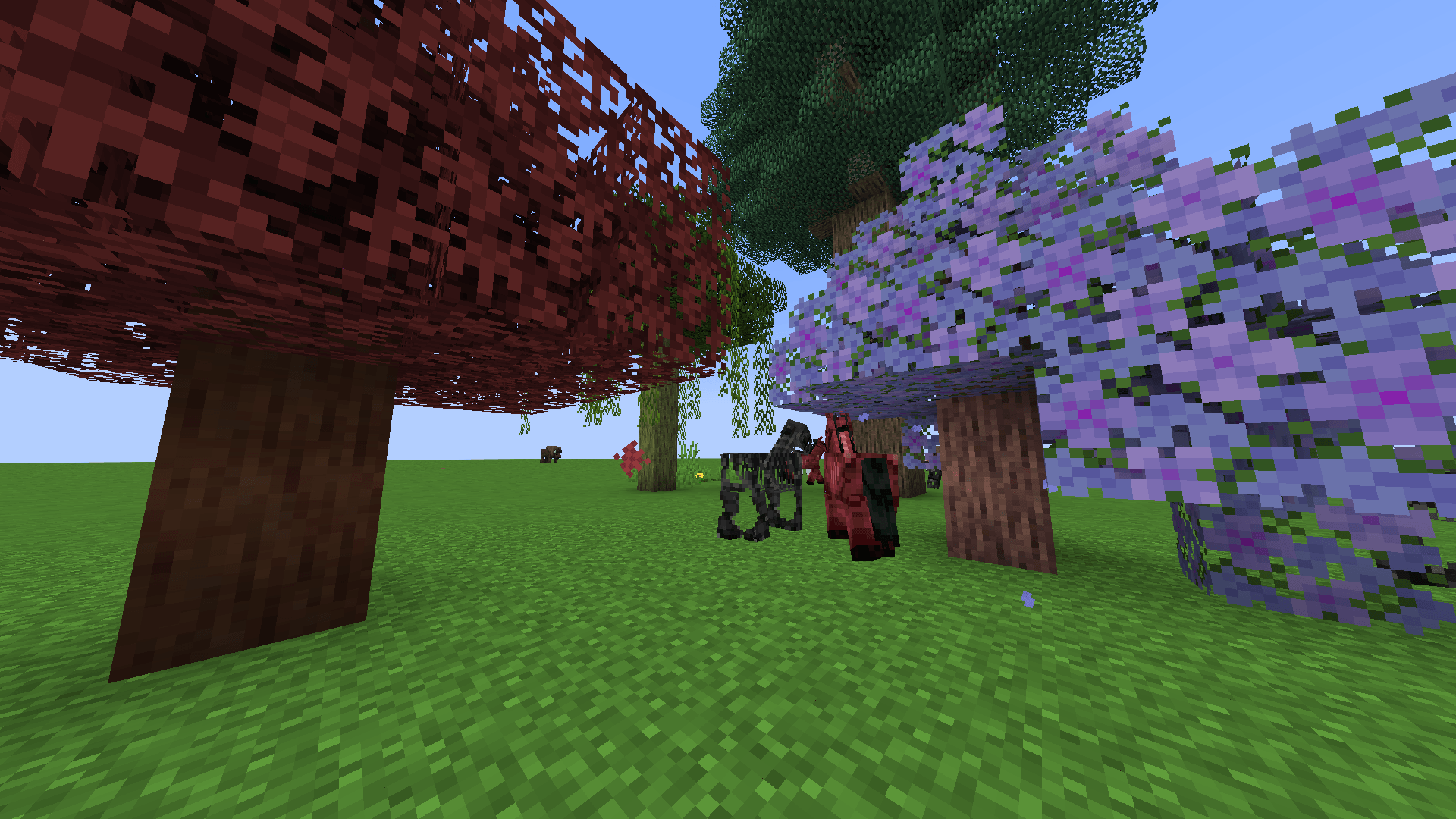 Black Skeleton Horse and Red Zombie Horse and 4 Biomes O'Plenty Log Changes