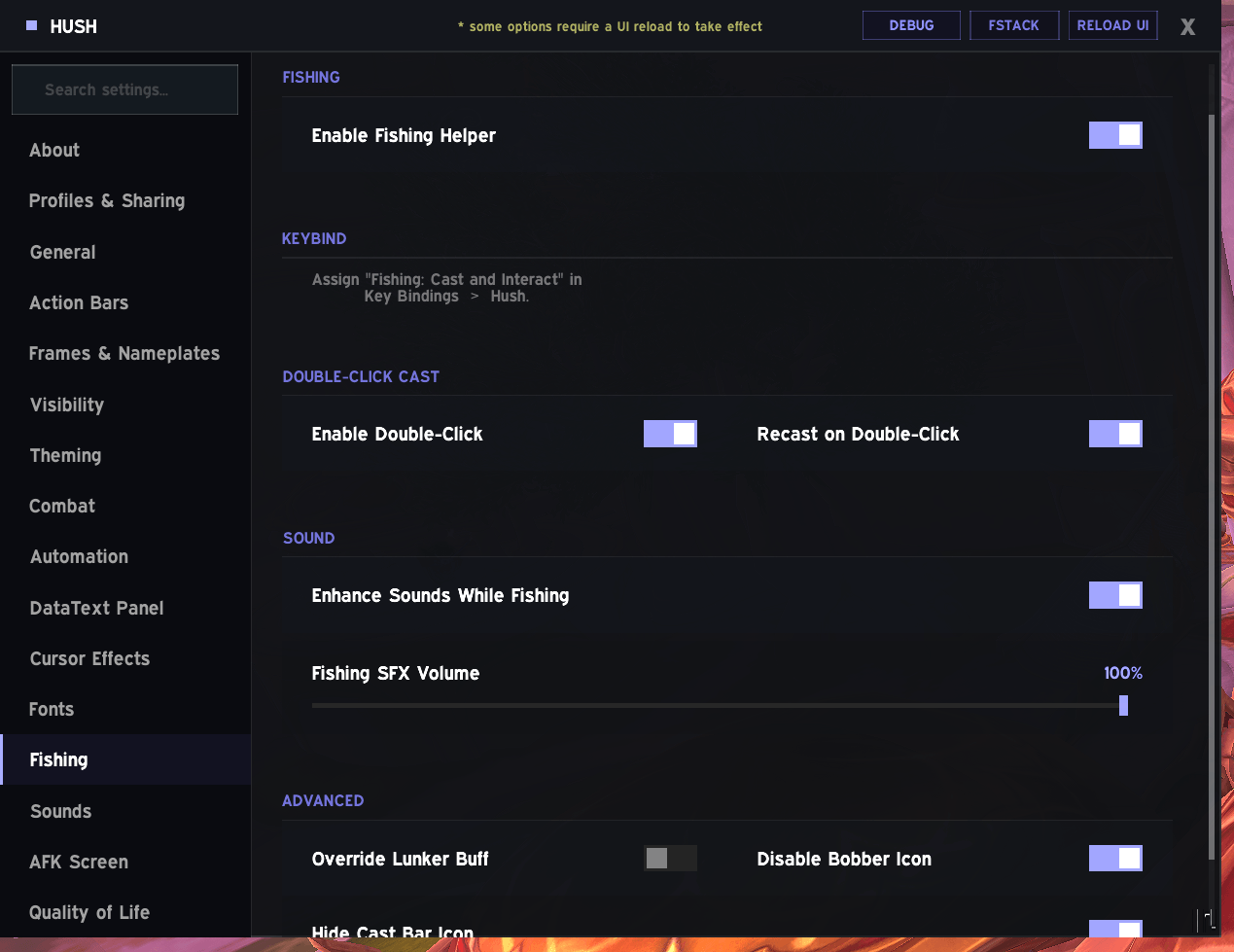 Thumbnail Fishing Settings