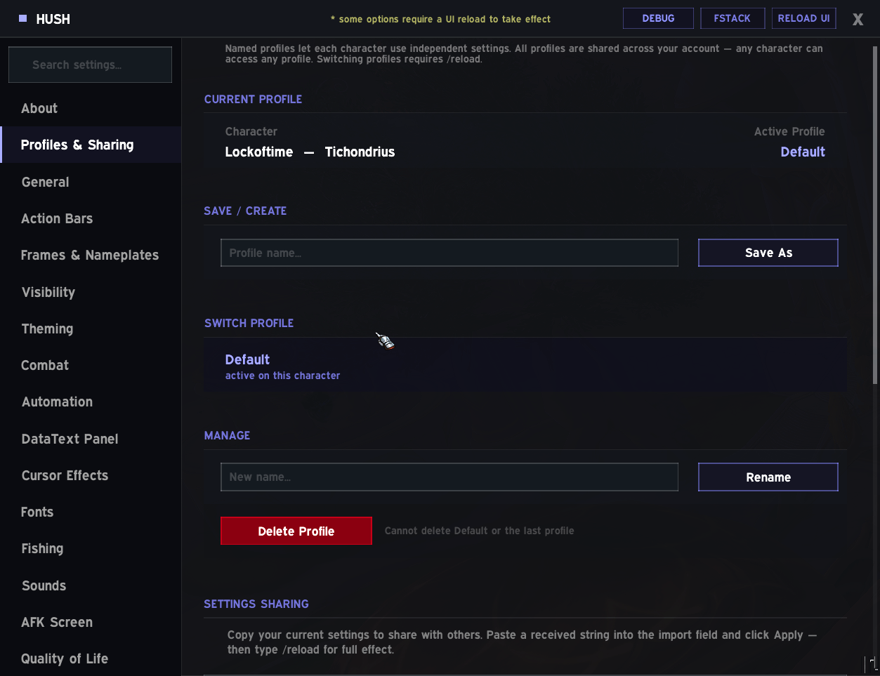 Thumbnail Profiles and Sharing Settings