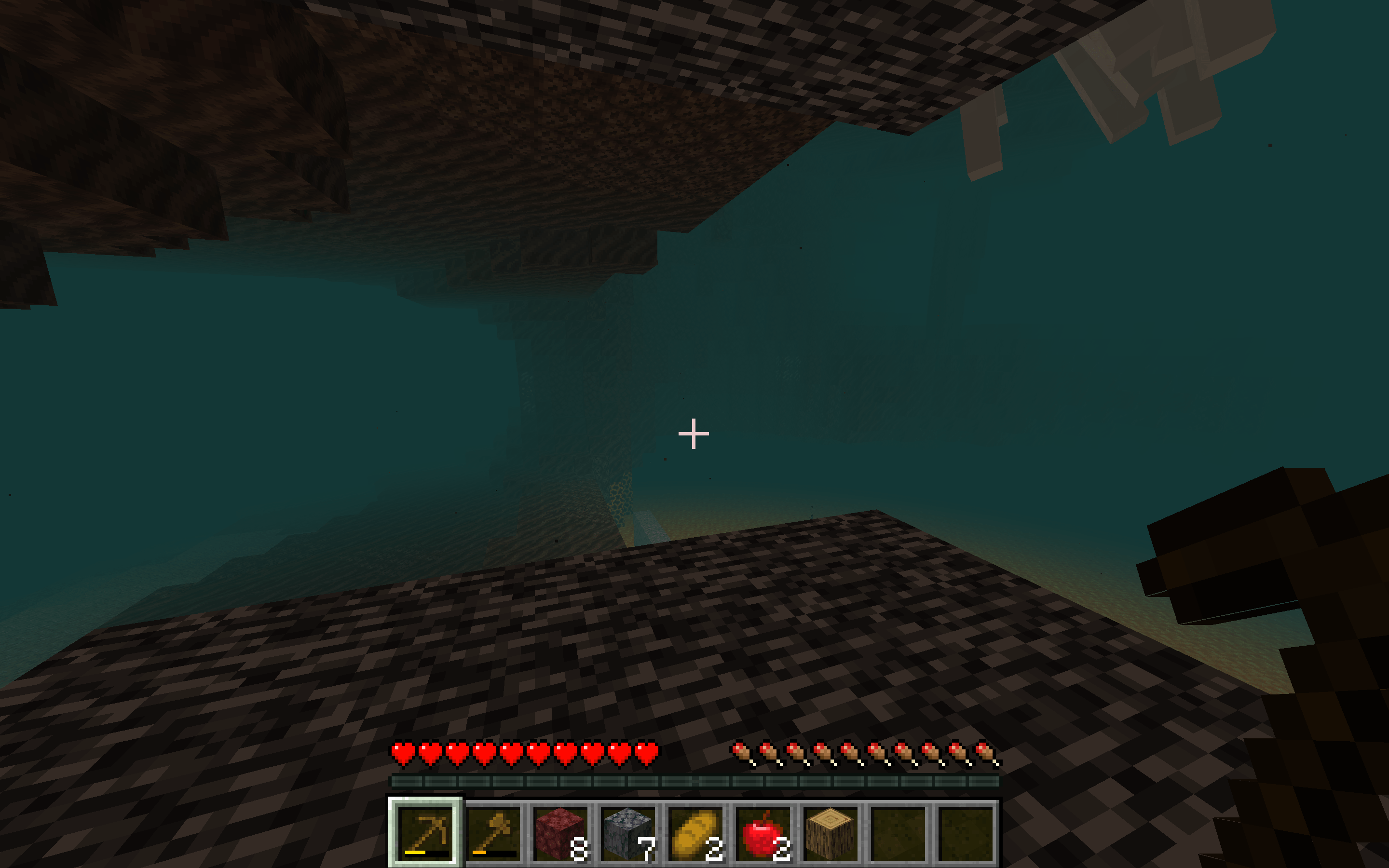 What it looks like to spawn in the Nether from the spawning platform (as of 1.1.0)