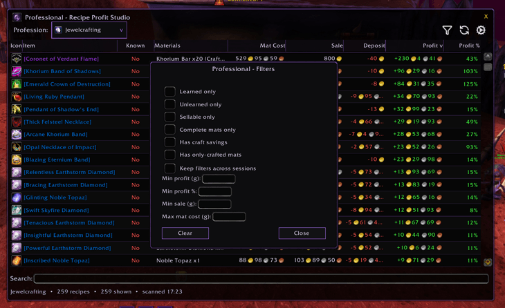 [TBC Anniversary] Professional - Recipe Profit Studio