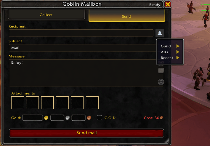 Goblin Mailbox Send Tab