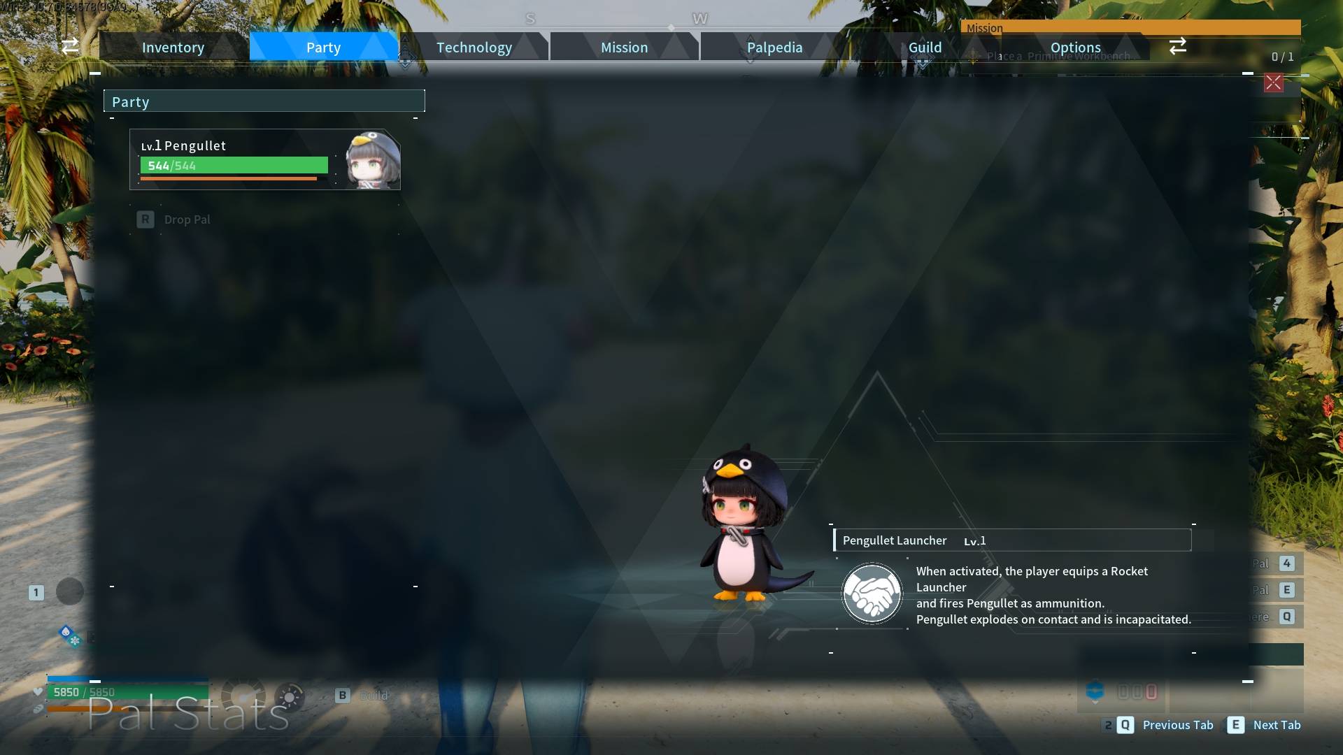 Endmin Gugu Gaga Penguin replacing Pengullet in Palworld — front view (anime graphics)