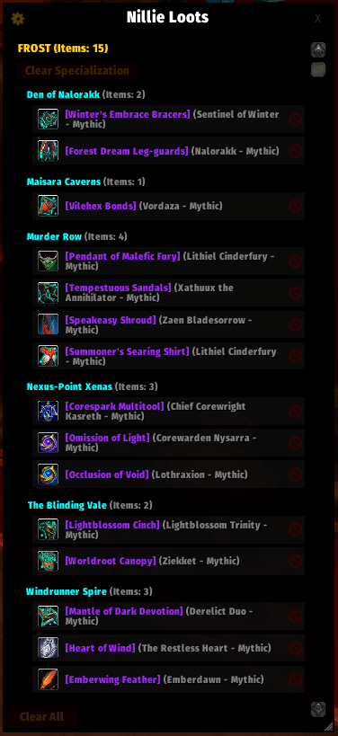 View the items you want in a list. (Can also delete them.)