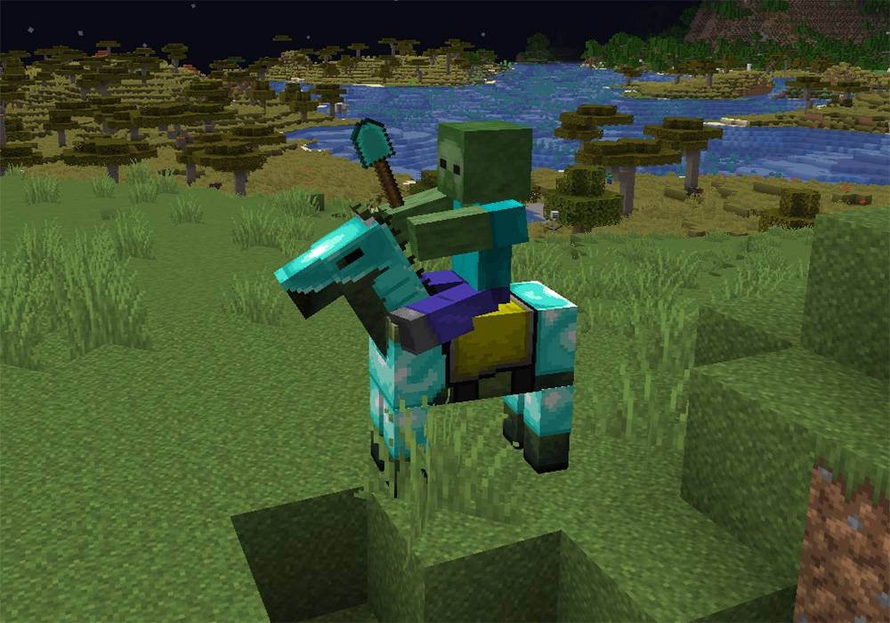 Thumbnail Zombie on a Zombie Horse. All biomes except Desert. Night only.