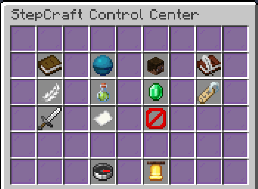This is the in-game dashboard where the admins can manage StepCraft's different components of.