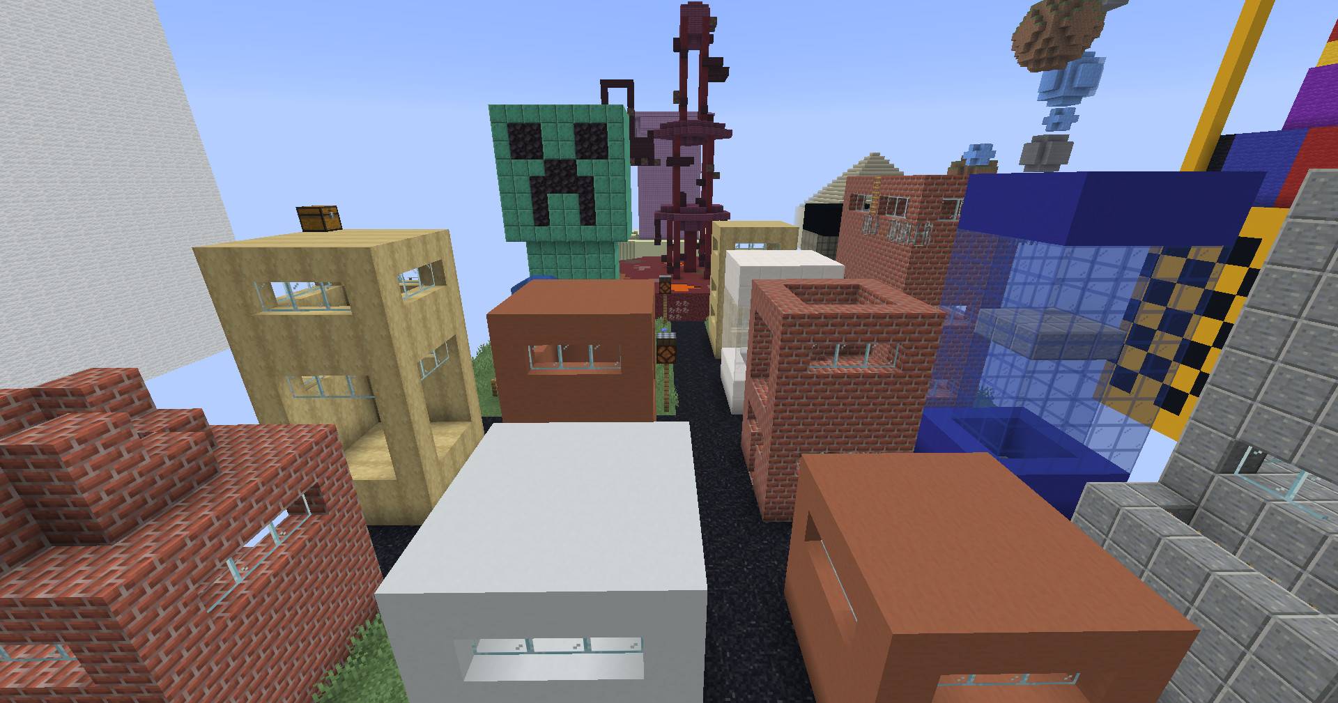 Side view of the newly revamped City Level in Wacky Worlds Parkour DX!
