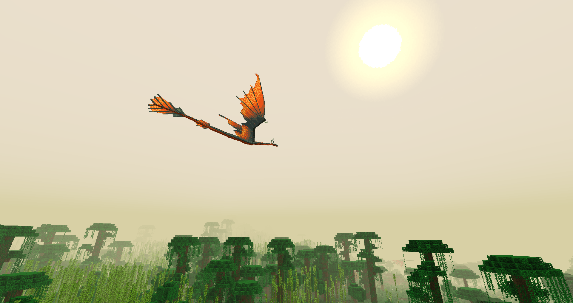 Thumbnail An amphiptere flying close to the sun over it's claimed land