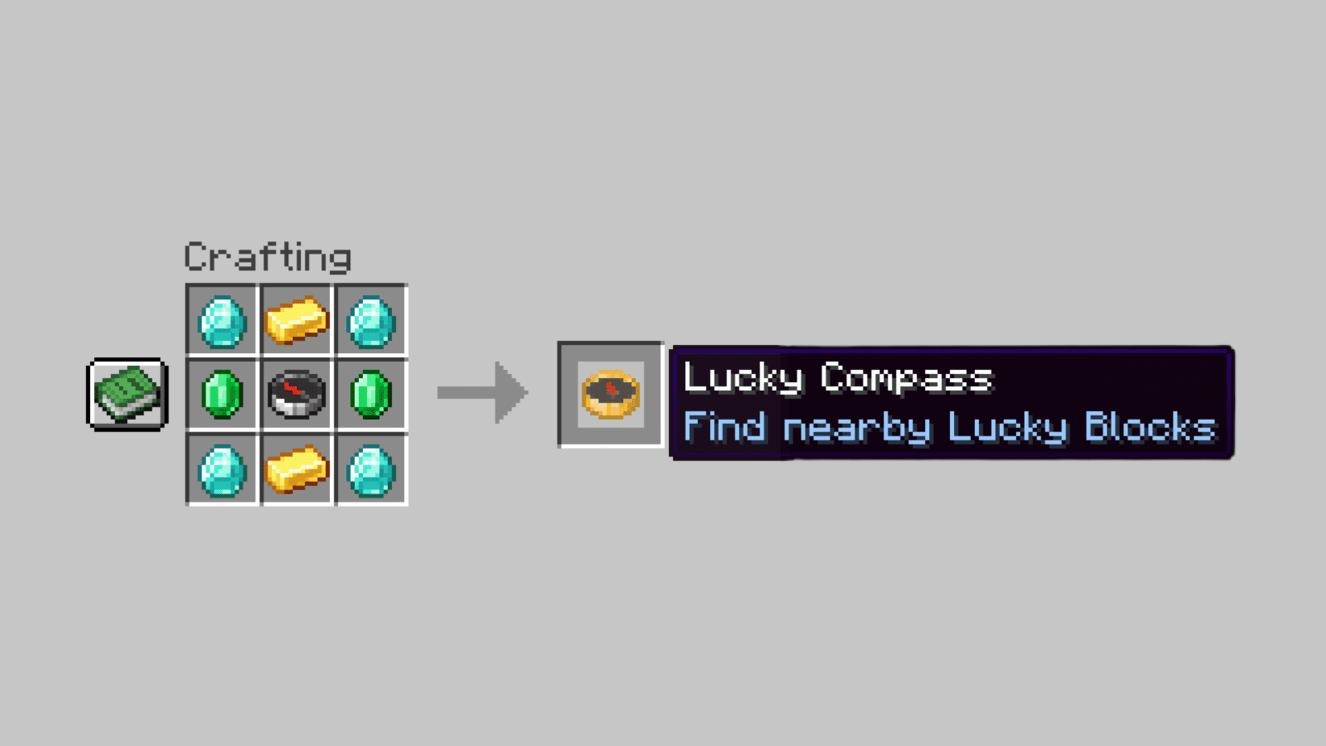 Thumbnail To craft: diamond, gold ingots, and emeralds configured as show around a compass.