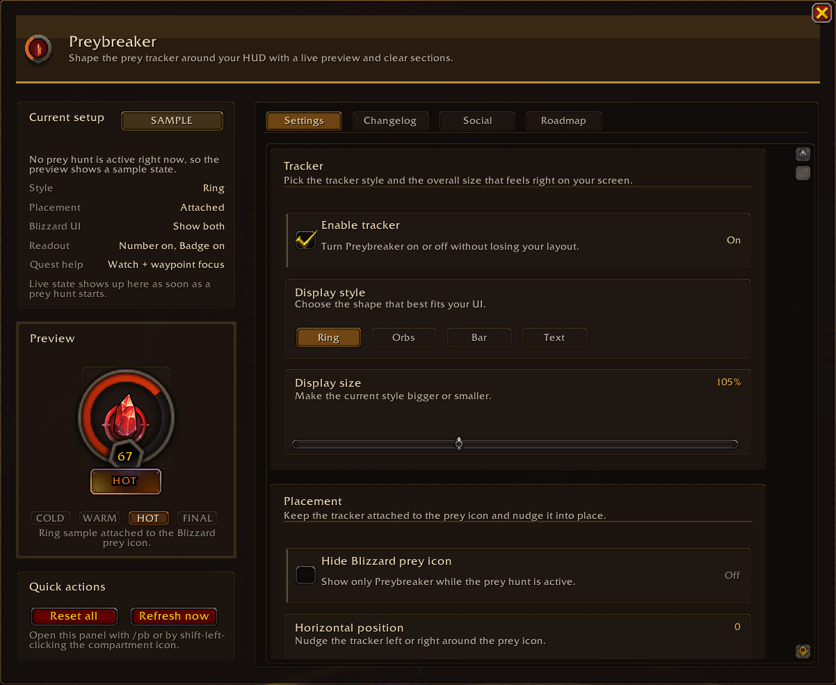 Settings Panel with live preview
