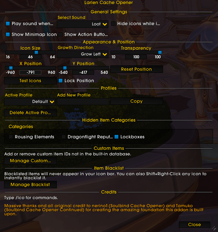 Main Options and Features Menu