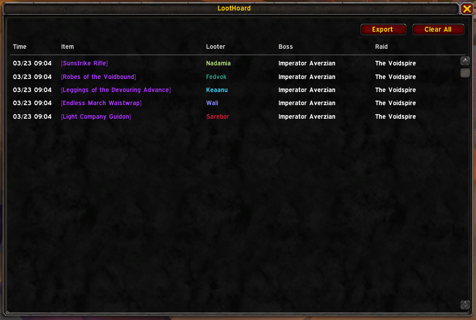Real time loot tracking from chat drops