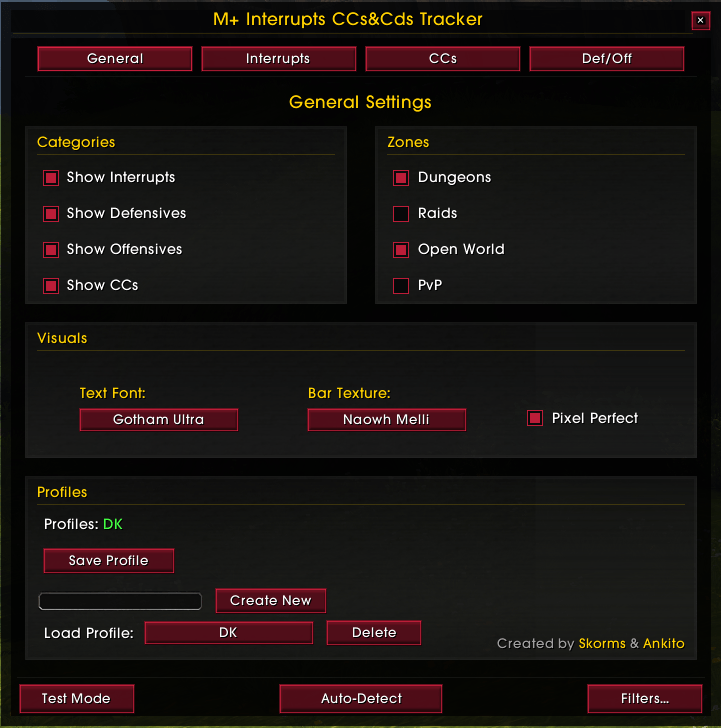 Profiles and general settings