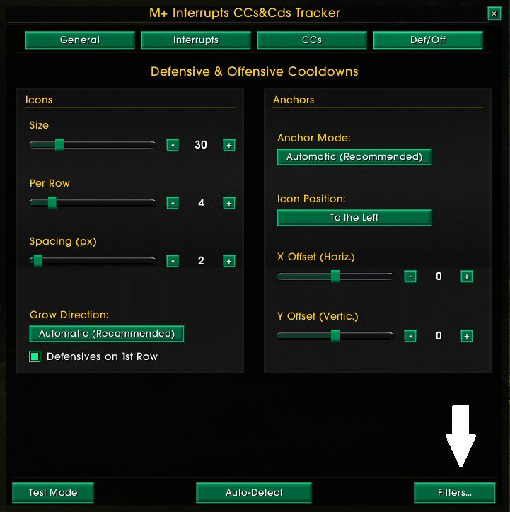 Party Cds settings! Press filters to config the skills u want to see :)