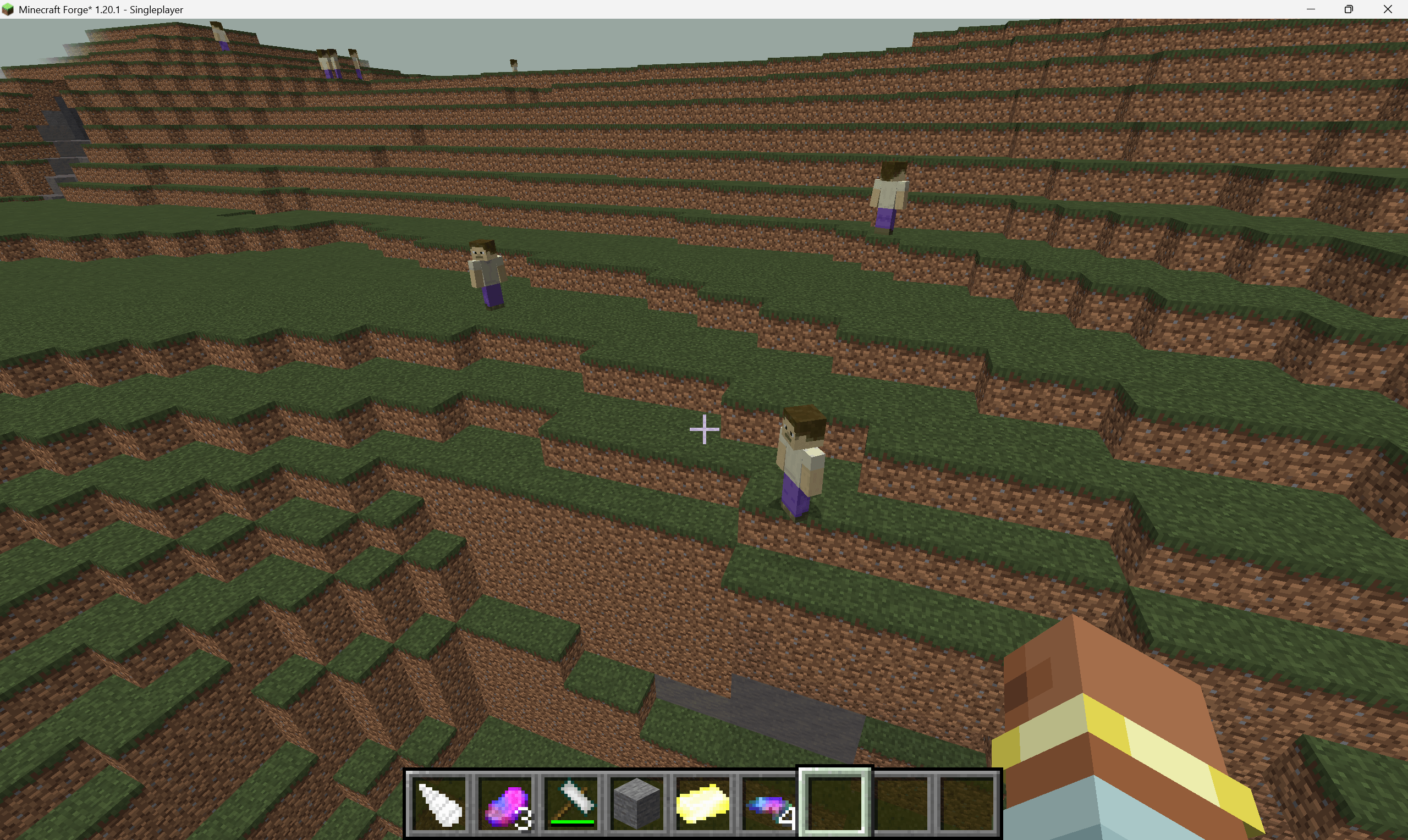 Guys spawning in the turrania biome that spawns in the modern dimension (haven't made buildings spawn yet)