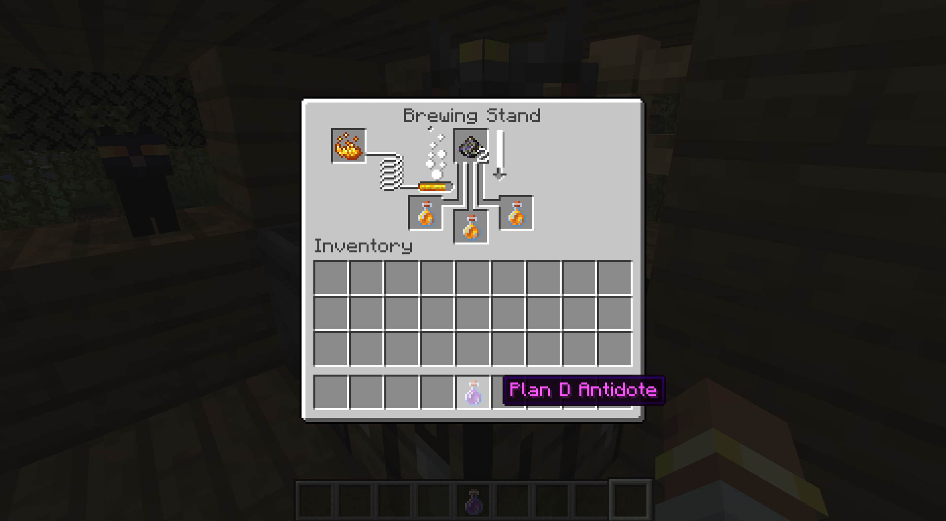 Use the purified essence to craft a handy antidote against Plan D! Take it before Plan D takes effect to save yourself!