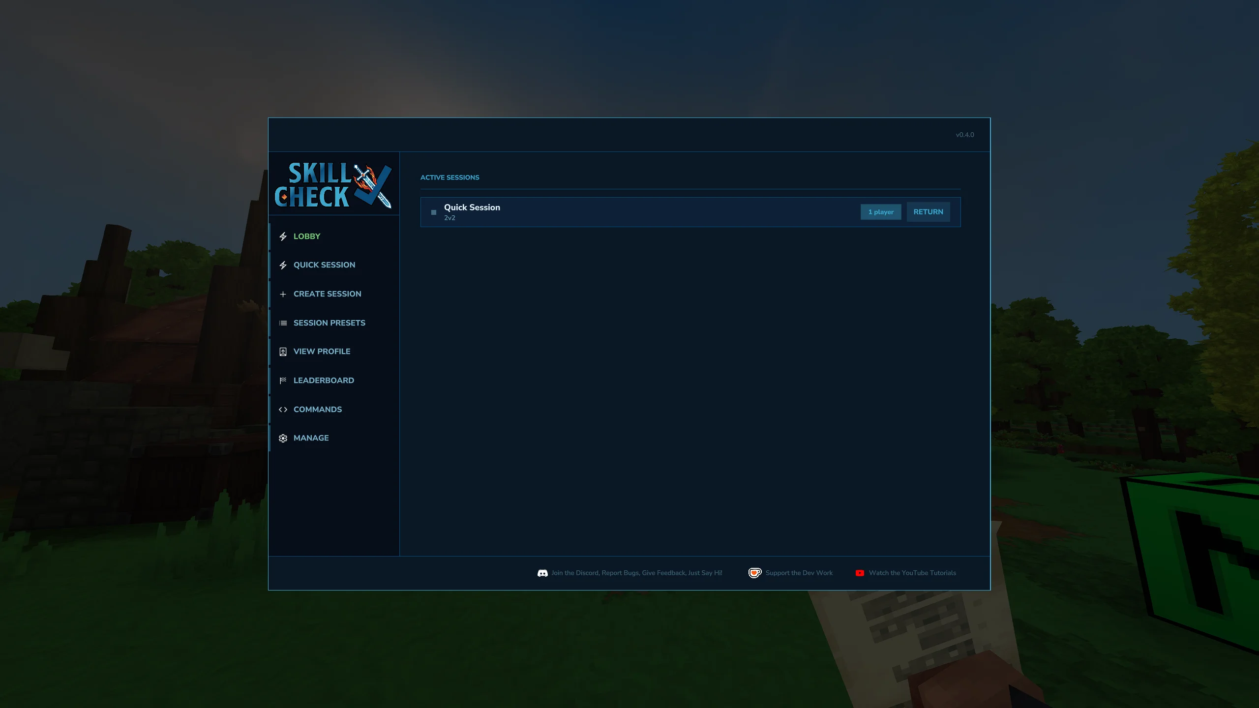 Skill Check Main Screen