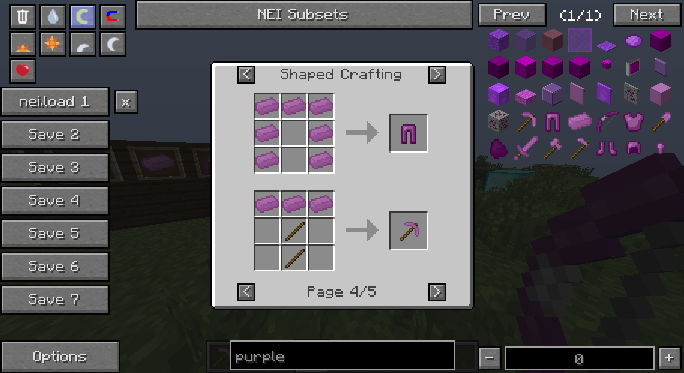 leggings/pickaxe recipies