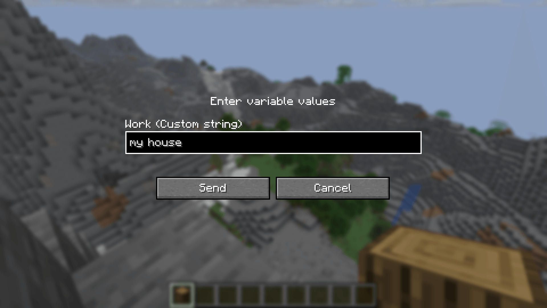 Before sending a command or text containing a custom variable, you are prompted to input the values