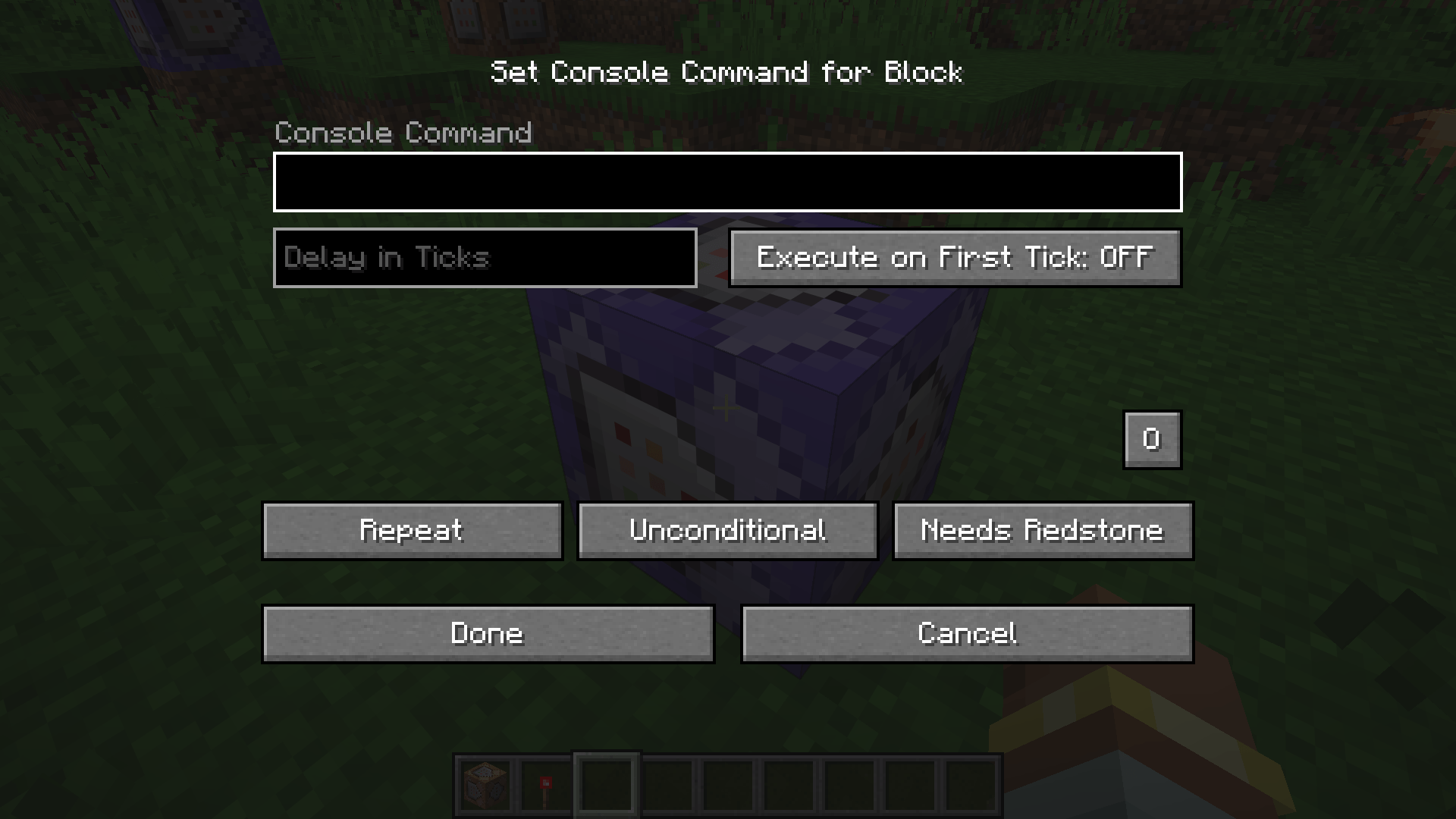 The Command Block UI after adding this mod