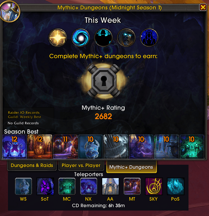 When u open M+ dungeon Tap u will find the portals under that tap to easily click on any portal u want if u completed the dungeong +10 or higher