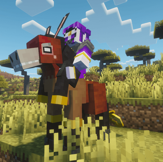 Silentsolaris riding Anonkey in a Savannah.