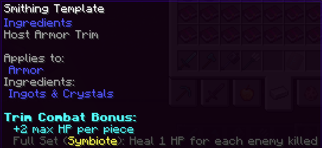 Smithing template trim information