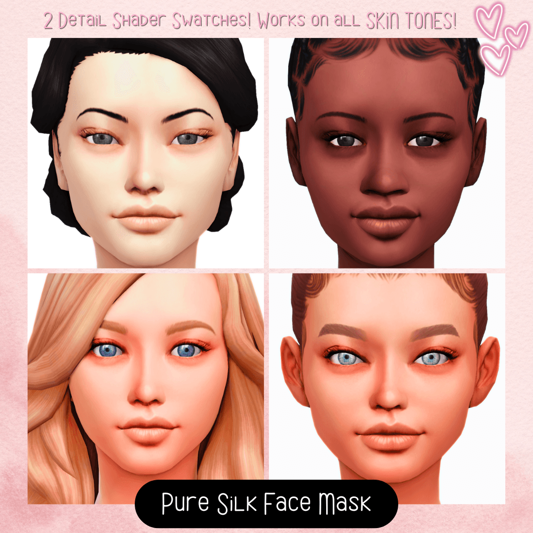 A silky‑smooth face‑mask overlay that softens and refines your Sims’ features that comes with 2 detail level swatches!