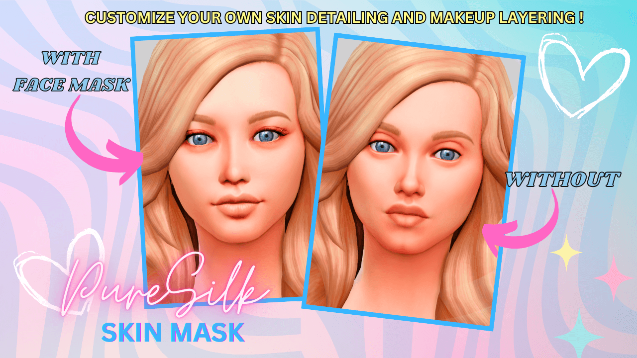 A silky‑smooth face‑mask overlay that softens and refines your Sims’ features that comes with 2 detail level swatches!