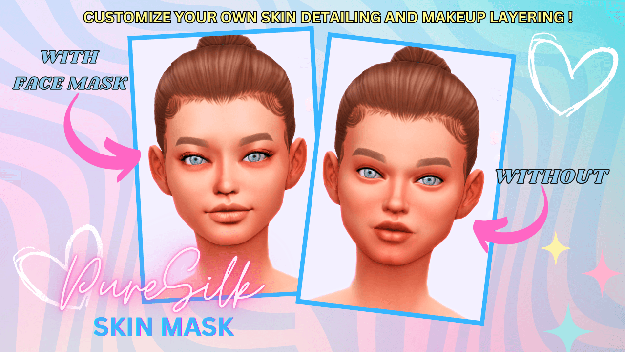 A silky‑smooth face‑mask overlay that softens and refines your Sims’ features that comes with 2 detail level swatches!