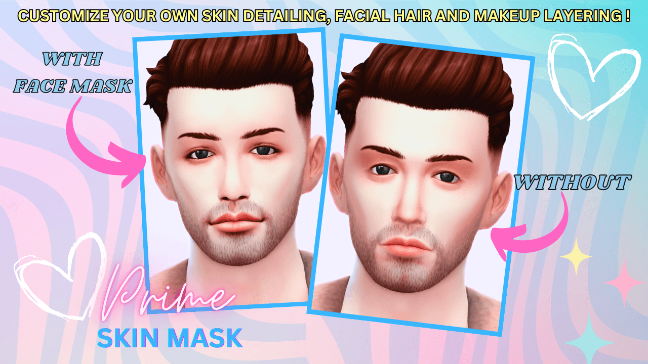 A crisp face‑mask overlay that sharpens and defines your Sims’ features with clean detail that comes in 2 detail level swatches!