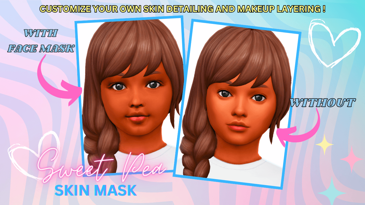 A soft, youthful face‑mask overlay that adds sweet, gentle definition to your child Sims’ features that comes in 2 detail level swatches!