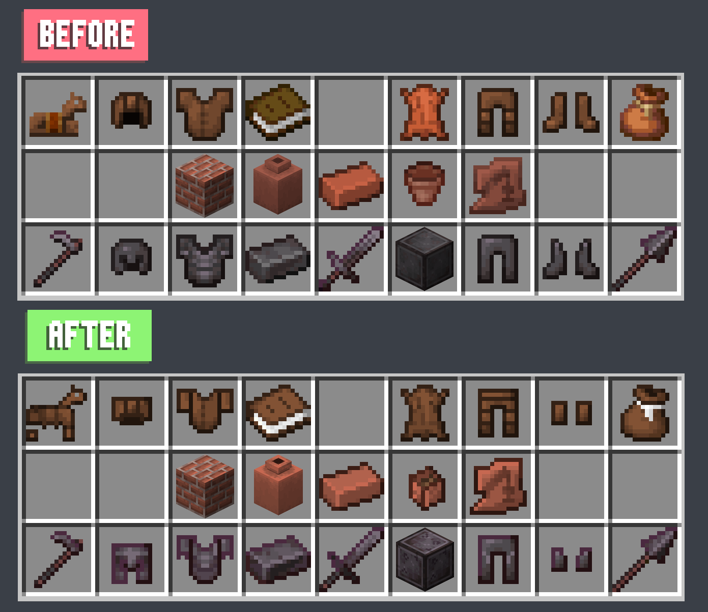 Thumbnail Leather, Clay, and Netherite.webp