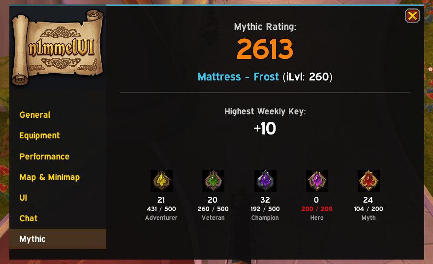 Menu Mythic+