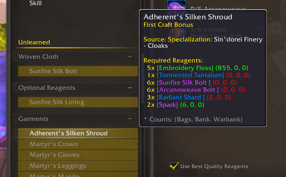 Showing the source in the tooltip if you don't have it.
