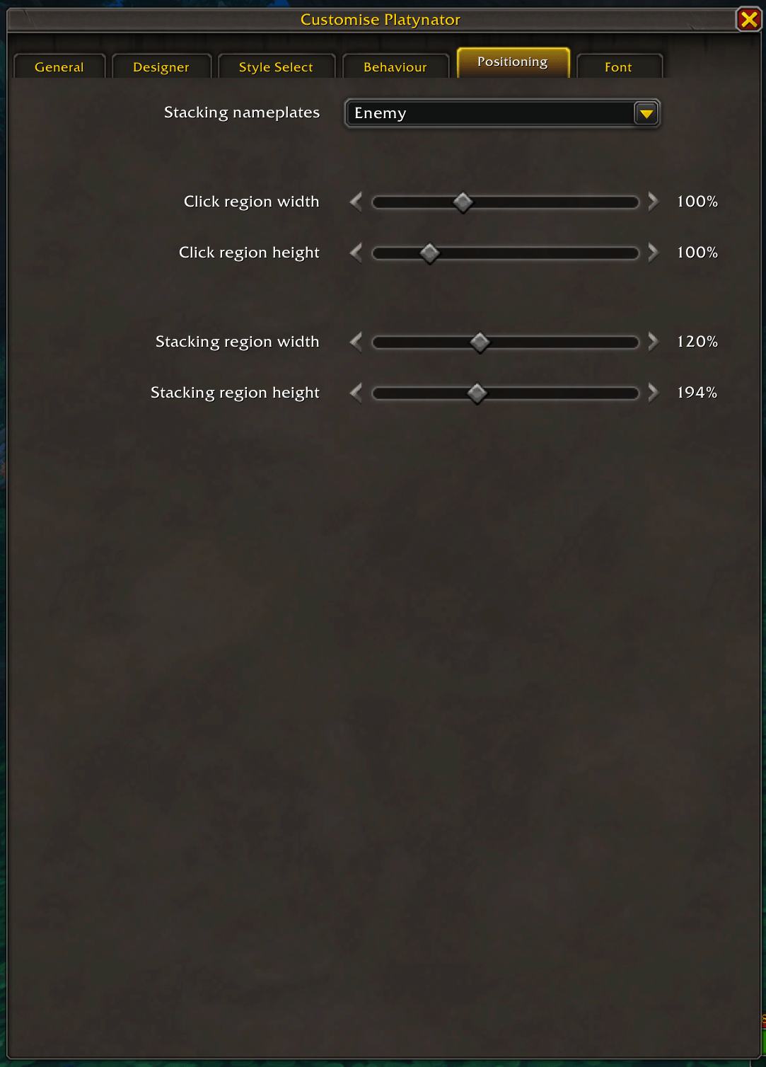 Thumbnail Positioning (stacking/clicking region) settings