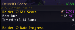 DelveIO scores shown on the guild roster tab