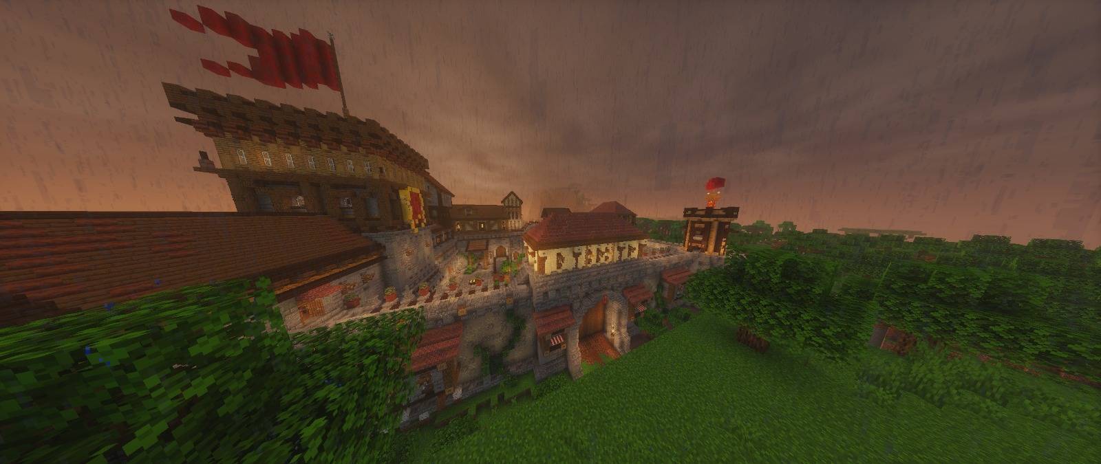 An epic castle fortress surrounded by a forest