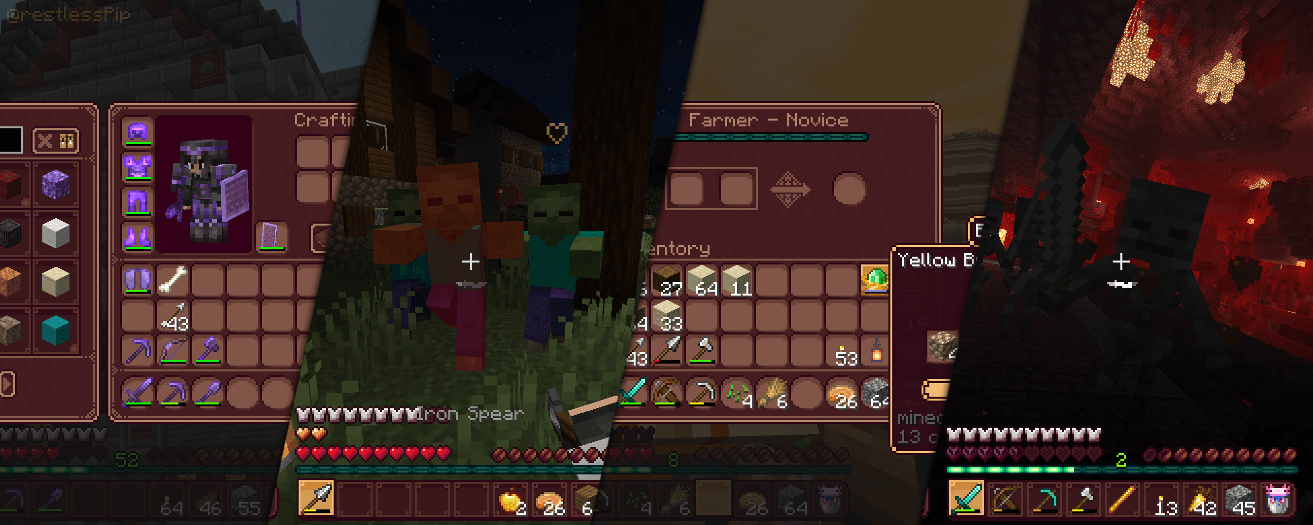 A showcase of various screenshots showing some of the changes from the resourcepack