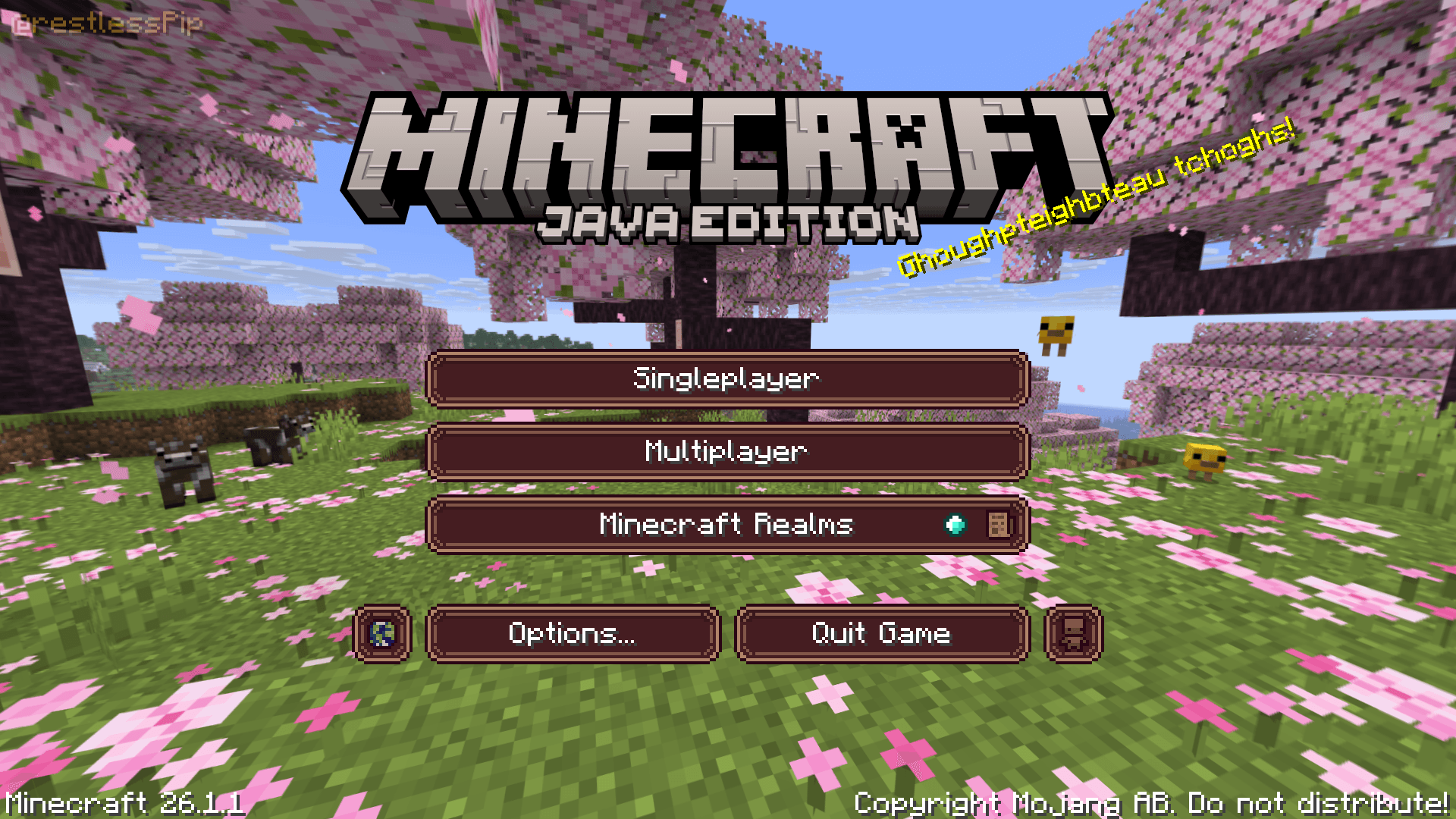 Main menu for version 26.1.1