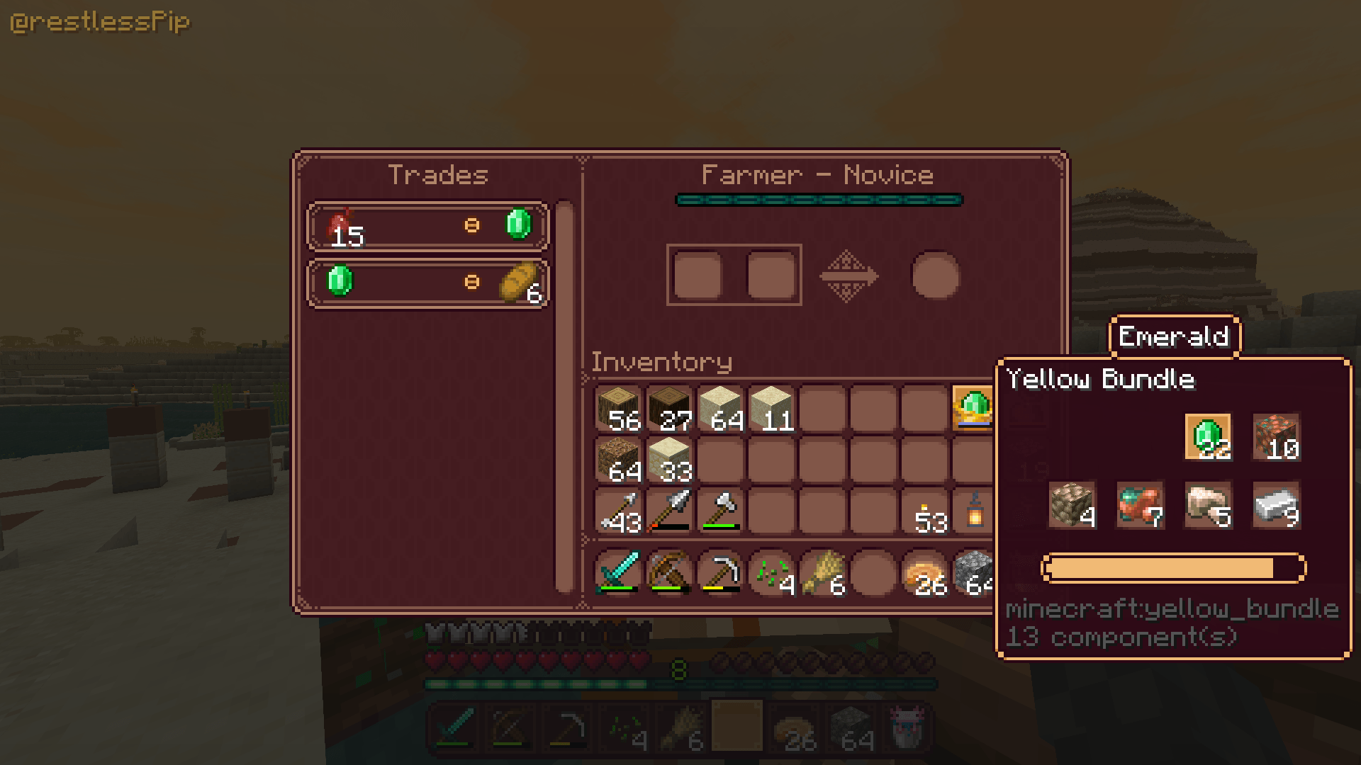 Getting some emeralds to trade bread with a villager