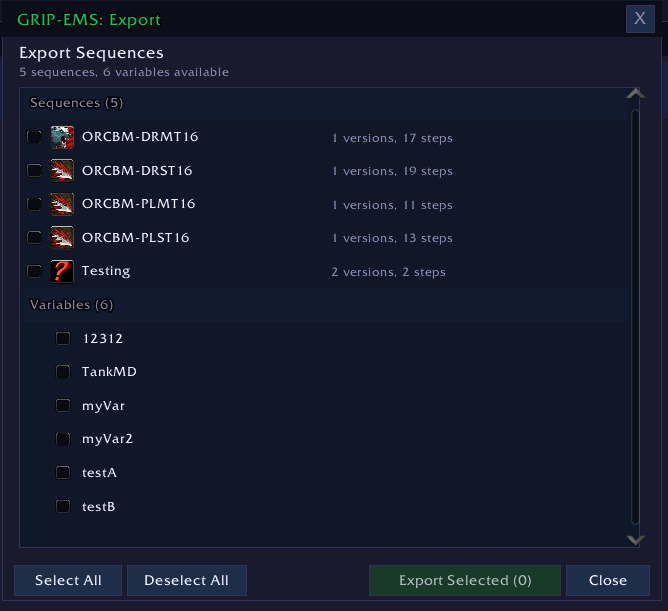 Thumbnail Multi Export Support - Select sequences, variables and more!