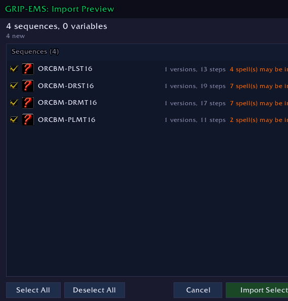 Thumbnail Import as many as you like, 1 or more sequences. With useful information!