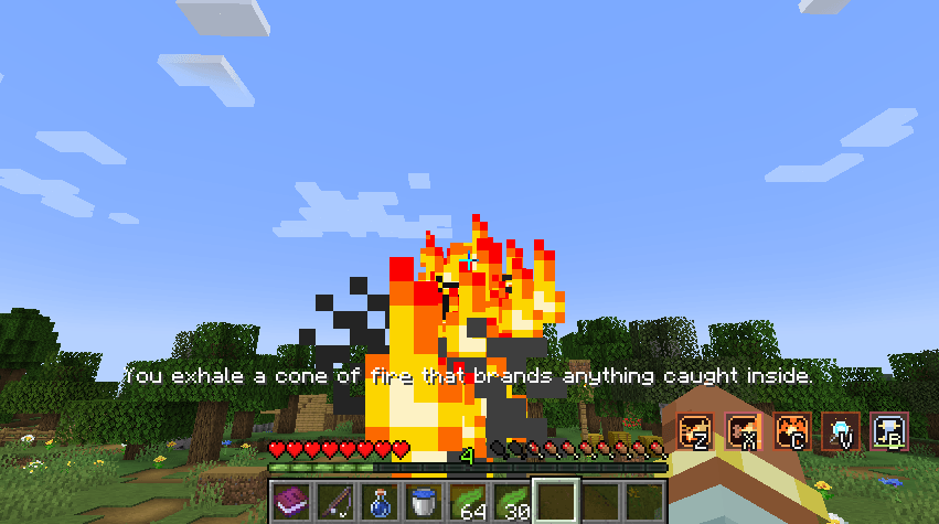 Fire players are pvp based, they take damage in water but are immune to fire, extra hearts in the nether, can explode, breathe fire, and fire dash, I was able to kill an iron golem without a weapon, holding ctrl+shift can activate a W.I.P soul fire mode