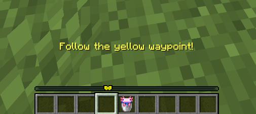 When navigating to a waypoint, this plugin makes use of the new Minecraft locator bar! Follow the Yellow Bowtie to reach your destination.