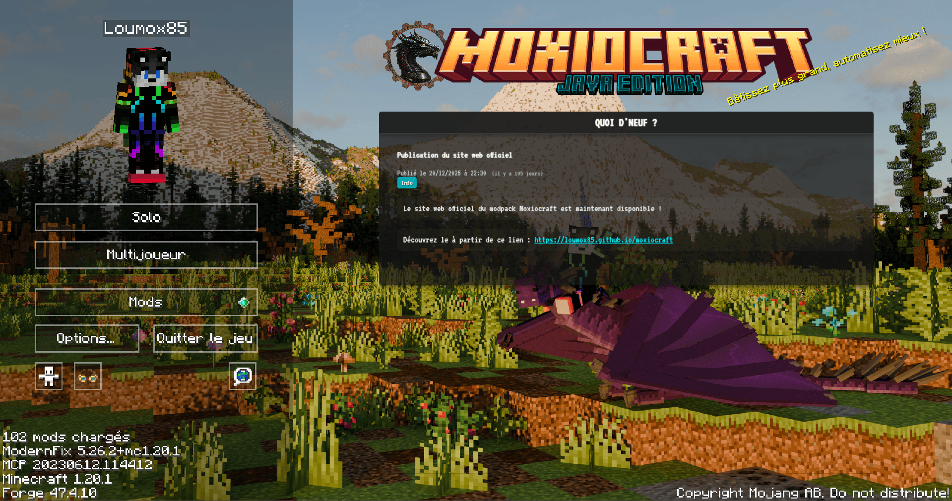 Image of the main screen when the game is just launched